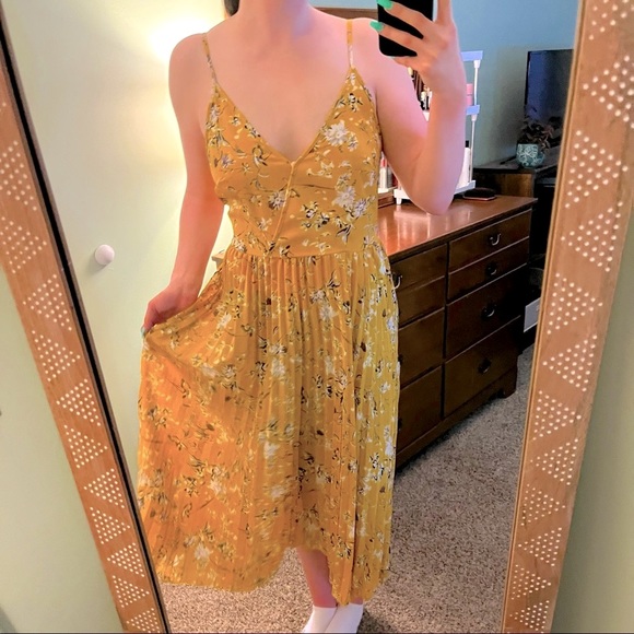 SHEIN Dresses & Skirts - Boho Yellow Floral Sun Dress